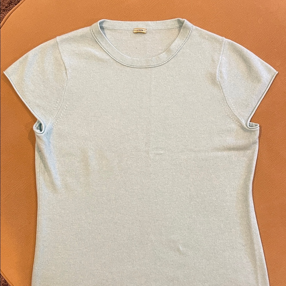 J Crew Light Blue Cap Sleeve cashmere L
